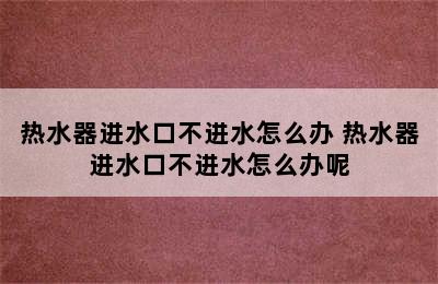 热水器进水口不进水怎么办 热水器进水口不进水怎么办呢